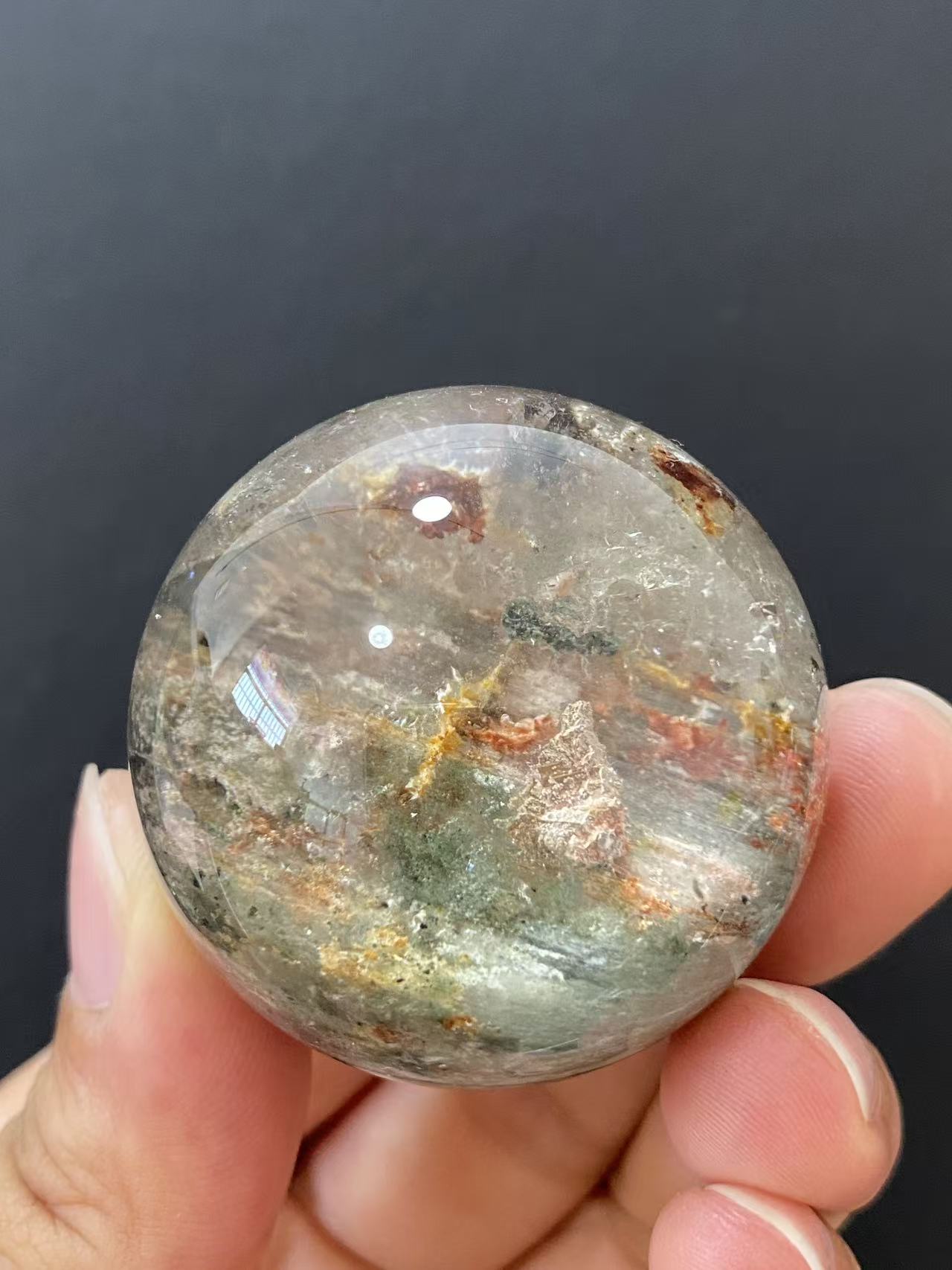 Natural Multi‑Color Phantom Quartz Sphere for Home Decoration