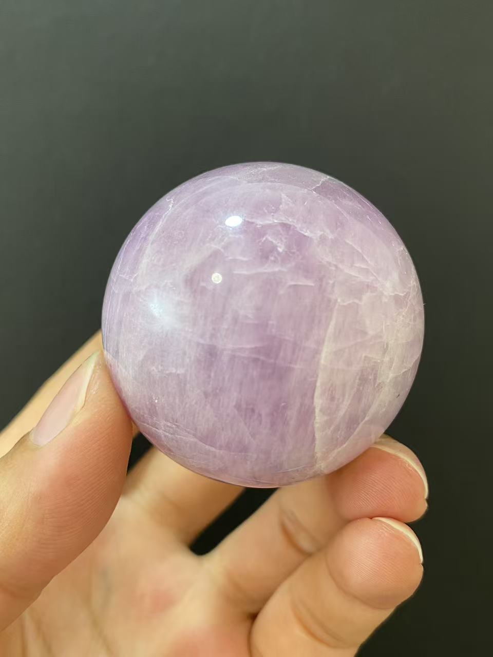 Natural Kunzite Sphere, Hand‑Polished Gemstone Sphere With Soft Lavender‑Purple Natural Hues for Home & Desk Display