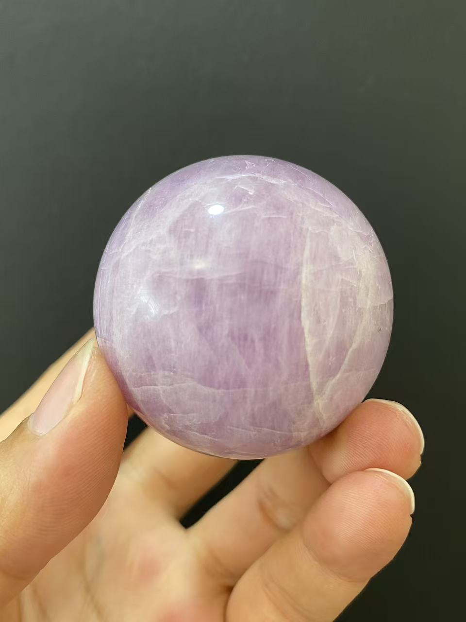 Natural Kunzite Sphere, Hand‑Polished Gemstone Sphere With Soft Lavender‑Purple Natural Hues for Home & Desk Display