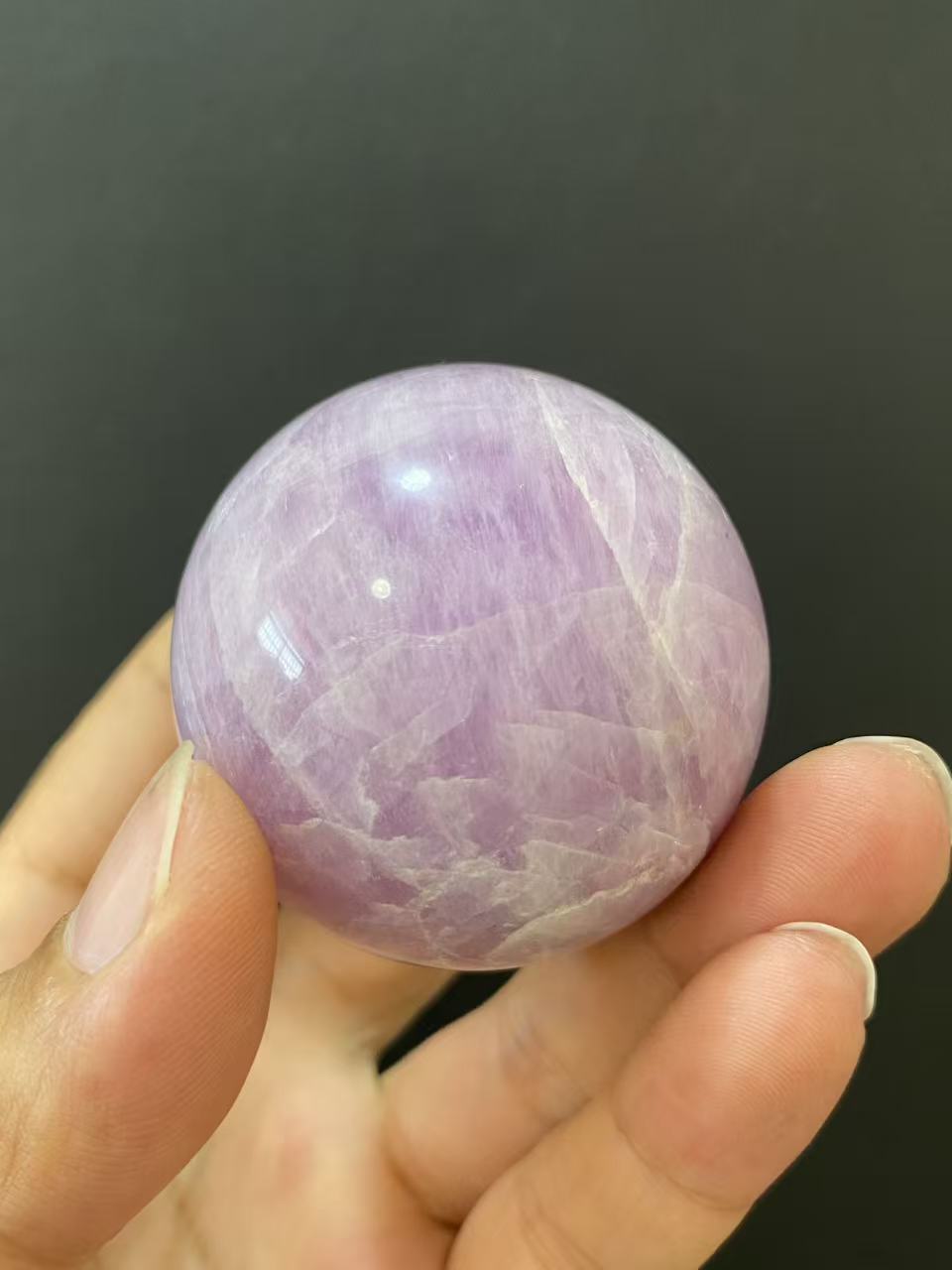 Natural Kunzite Sphere, Hand‑Polished Gemstone Sphere With Soft Lavender‑Purple Natural Hues for Home & Desk Display