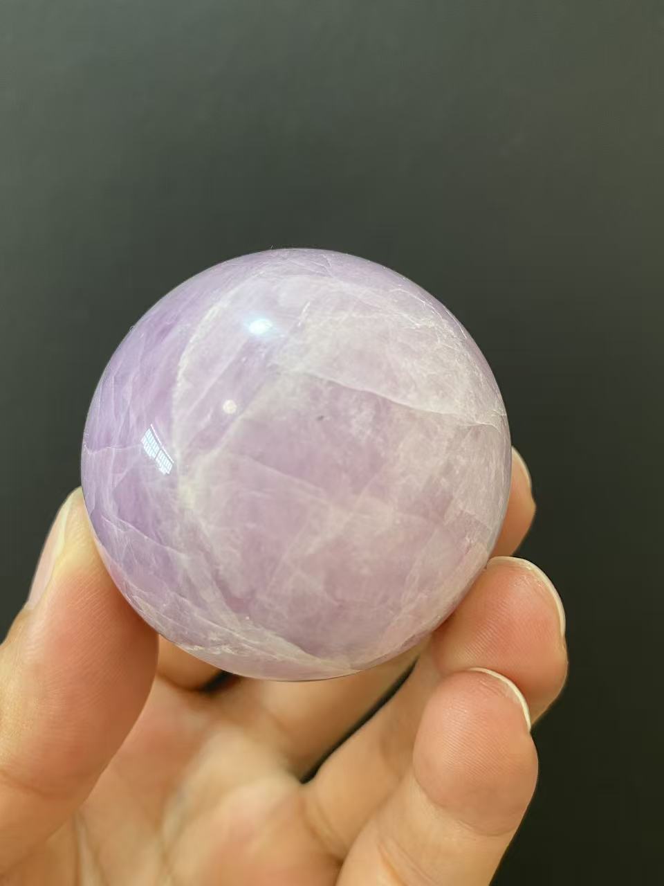 Natural Kunzite Sphere, Hand‑Polished Gemstone Sphere With Soft Lavender‑Purple Natural Hues for Home & Desk Display