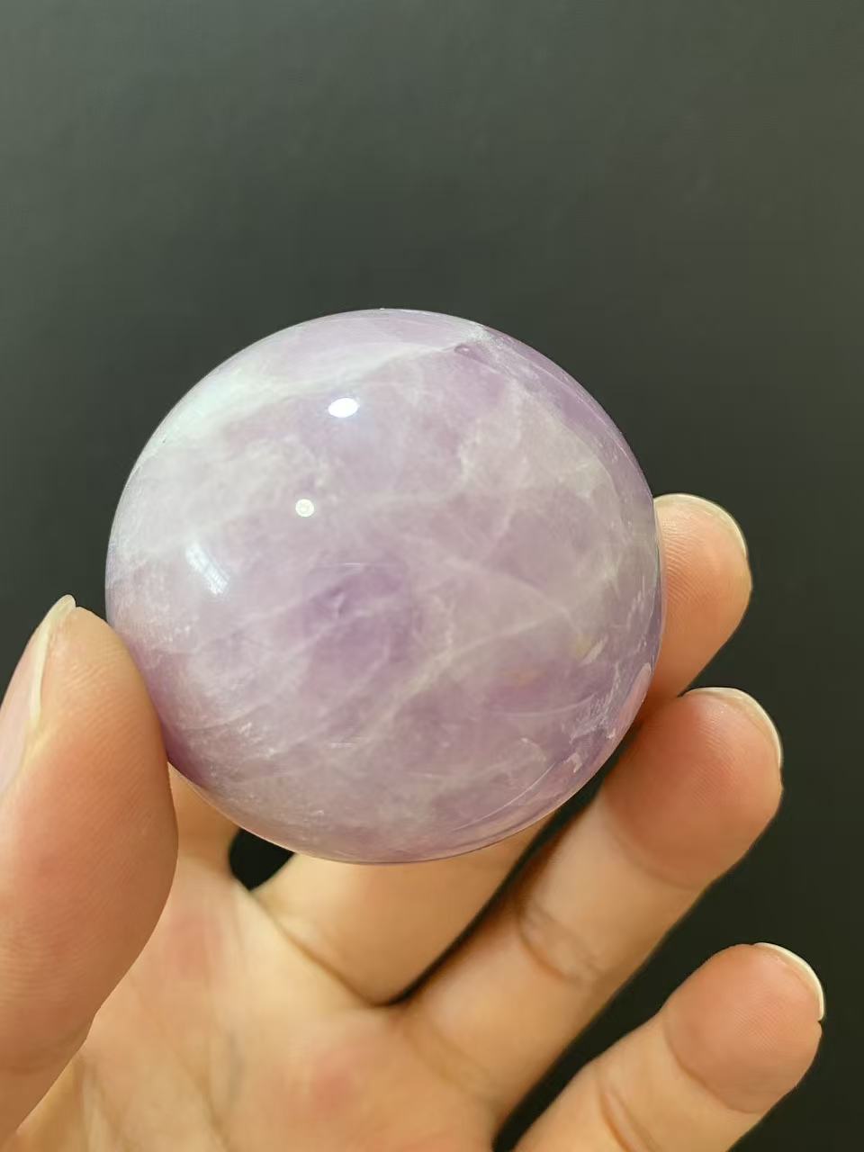 Natural Kunzite Sphere, Hand‑Polished Gemstone Sphere With Soft Lavender‑Purple Natural Hues for Home & Desk Display