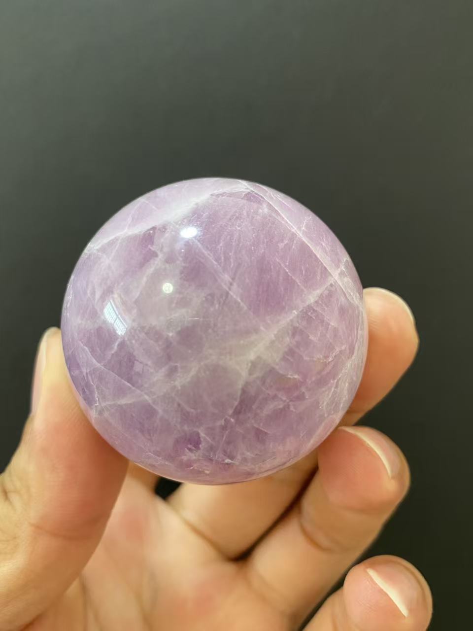 Natural Kunzite Sphere, Hand‑Polished Gemstone Sphere With Soft Lavender‑Purple Natural Hues for Home & Desk Display