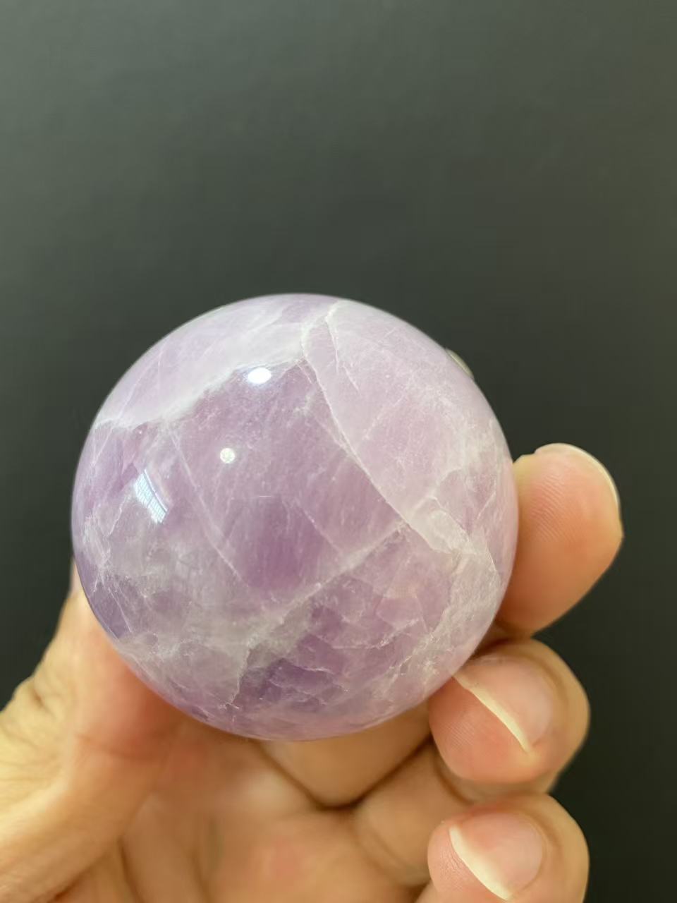 Natural Kunzite Sphere, Hand‑Polished Gemstone Sphere With Soft Lavender‑Purple Natural Hues for Home & Desk Display