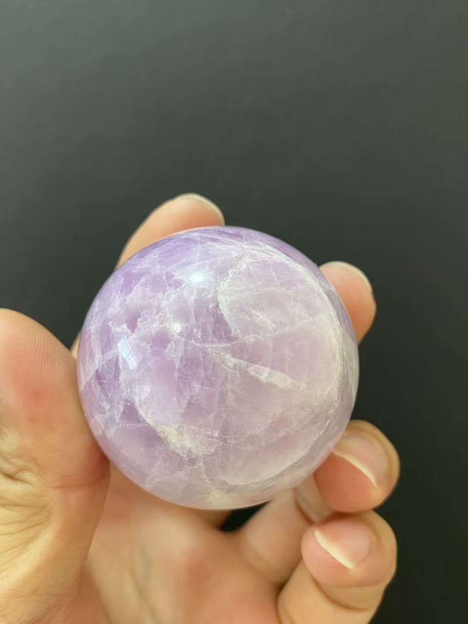 Natural Kunzite Sphere, Hand‑Polished Gemstone Sphere With Soft Lavender‑Purple Natural Hues for Home & Desk Display