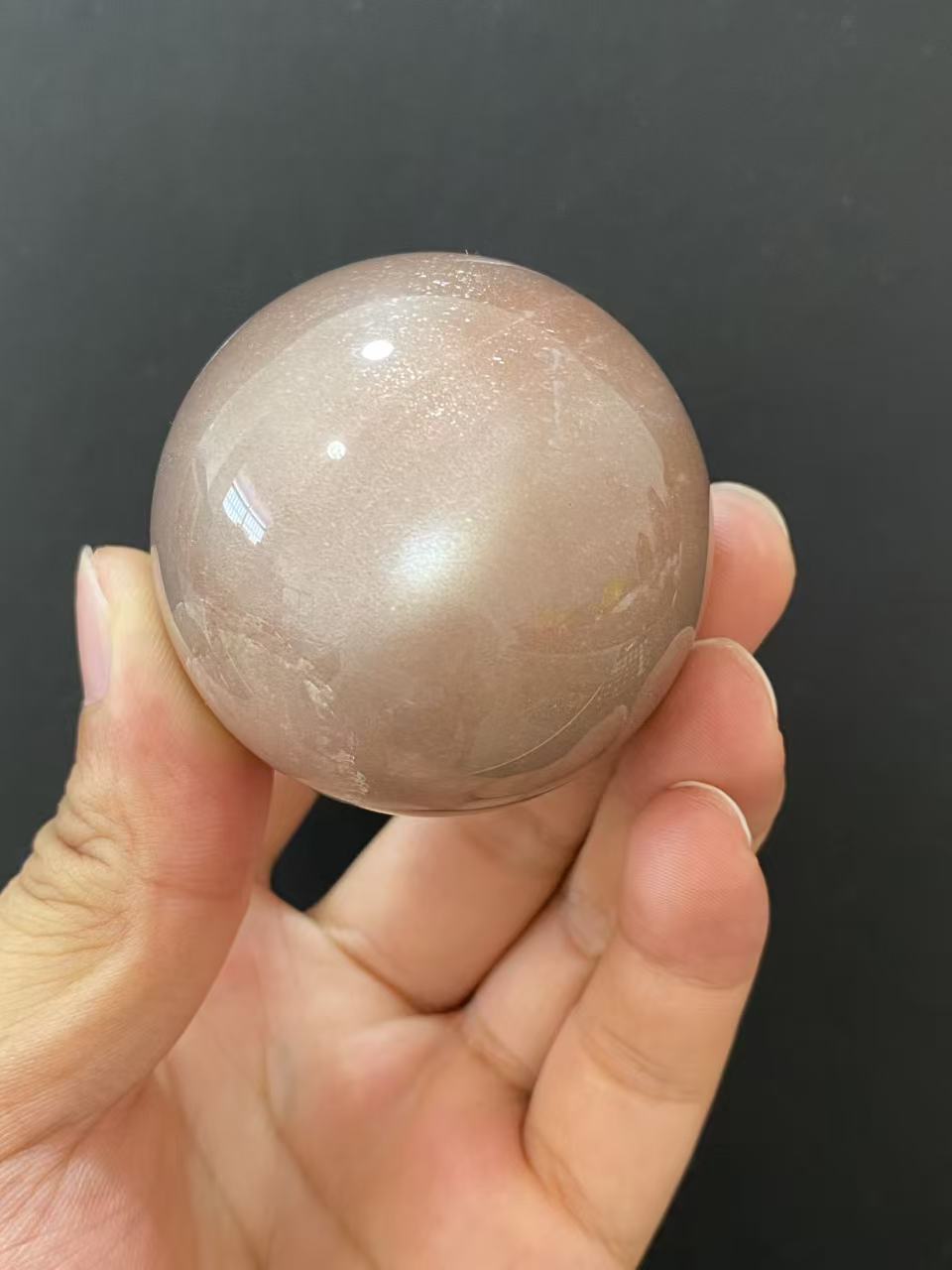 Natural Orange Sunstone Sphere, Hand‑Polished Gemstone Sphere With Bright Orange Natural Shimmer for Home & Desk Display