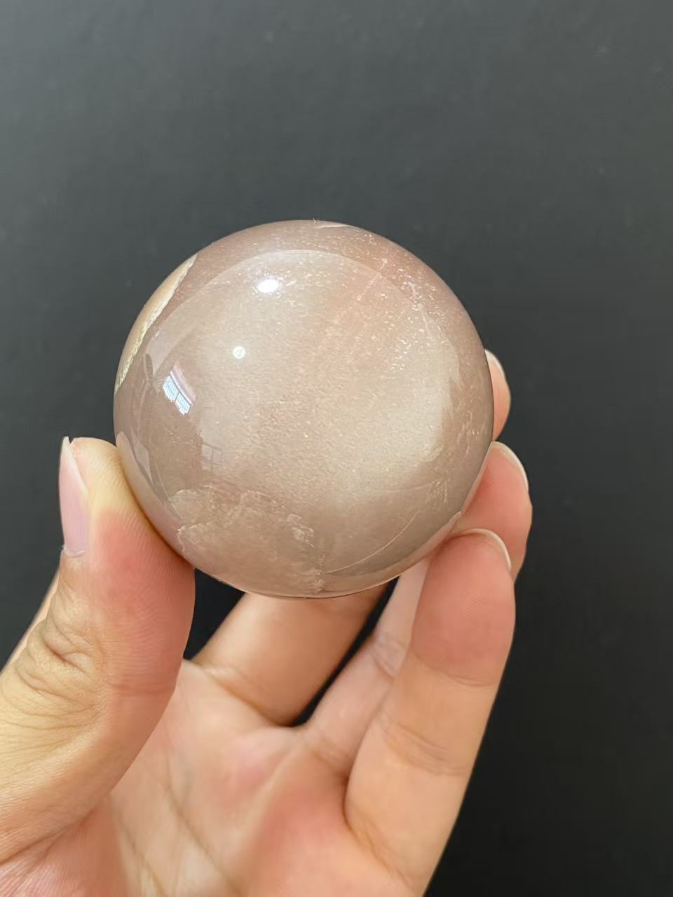 Natural Orange Sunstone Sphere, Hand‑Polished Gemstone Sphere With Bright Orange Natural Shimmer for Home & Desk Display