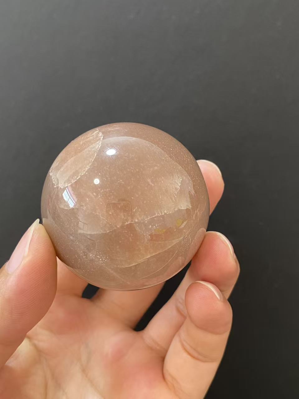 Natural Orange Sunstone Sphere, Hand‑Polished Gemstone Sphere With Bright Orange Natural Shimmer for Home & Desk Display