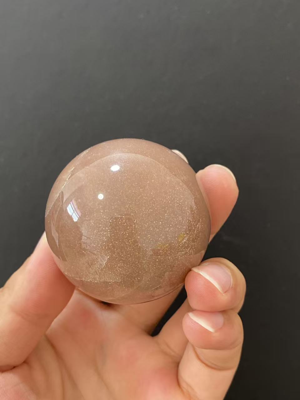 Natural Orange Sunstone Sphere, Hand‑Polished Gemstone Sphere With Bright Orange Natural Shimmer for Home & Desk Display