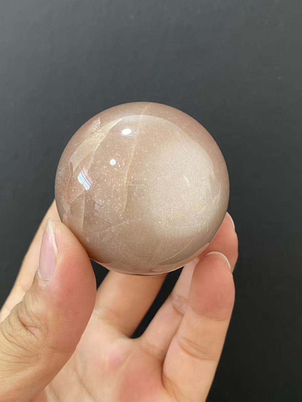 Natural Orange Sunstone Sphere, Hand‑Polished Gemstone Sphere With Bright Orange Natural Shimmer for Home & Desk Display
