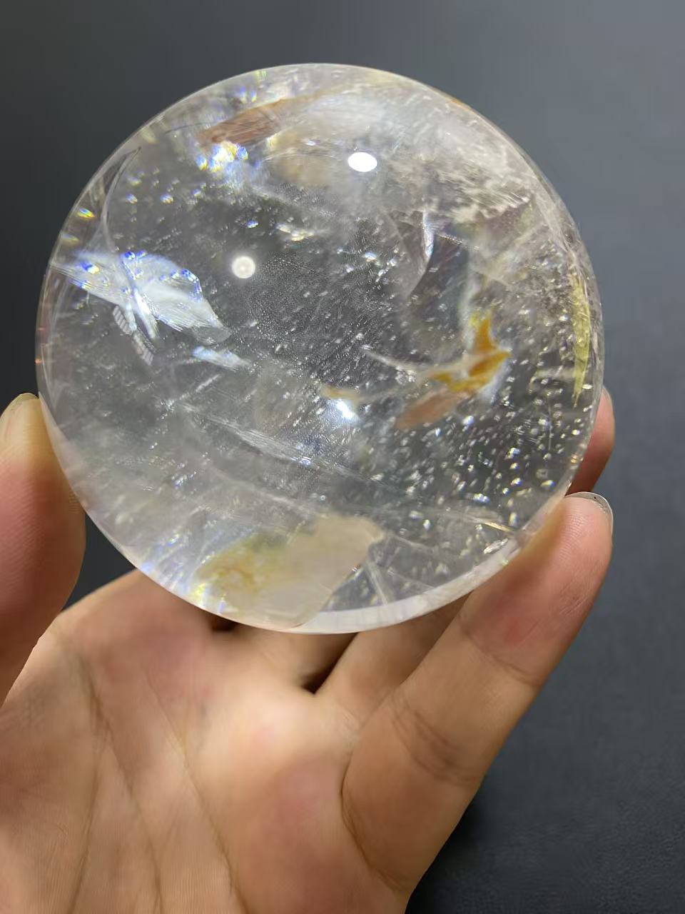 Natural Clear Quartz Sphere — Hand-Polished Crystal Ball for Home Decor