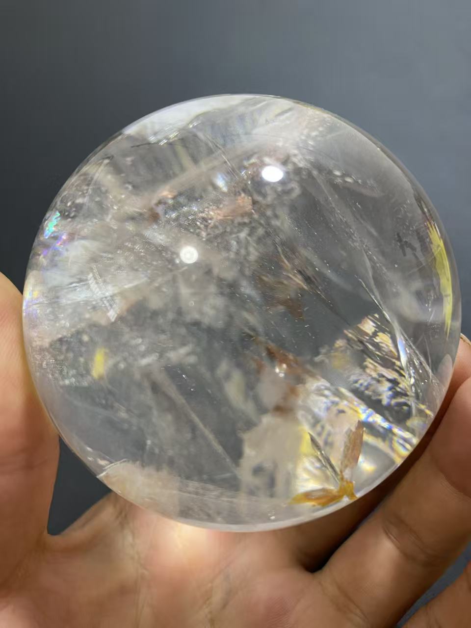 Natural Clear Quartz Sphere — Hand-Polished Crystal Ball for Home Decor