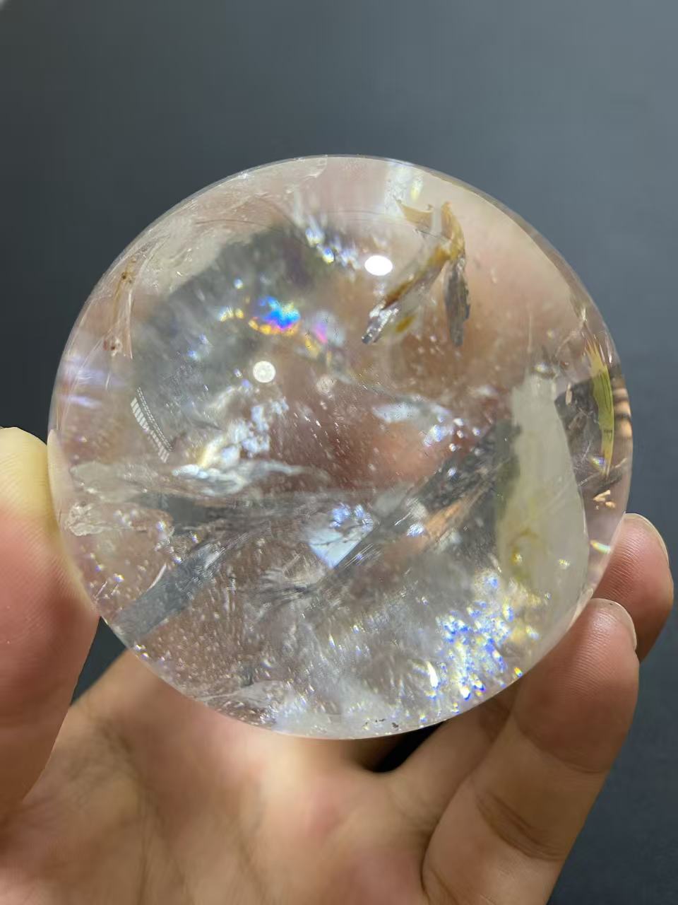 Natural Clear Quartz Sphere — Hand-Polished Crystal Ball for Home Decor