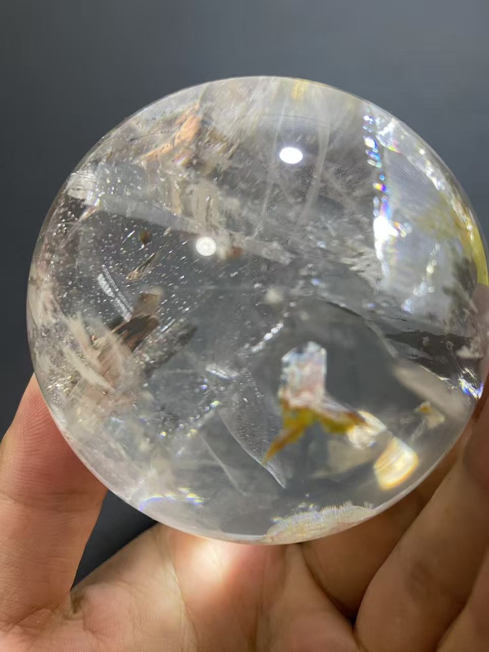 Natural Clear Quartz Sphere — Hand-Polished Crystal Ball for Home Decor