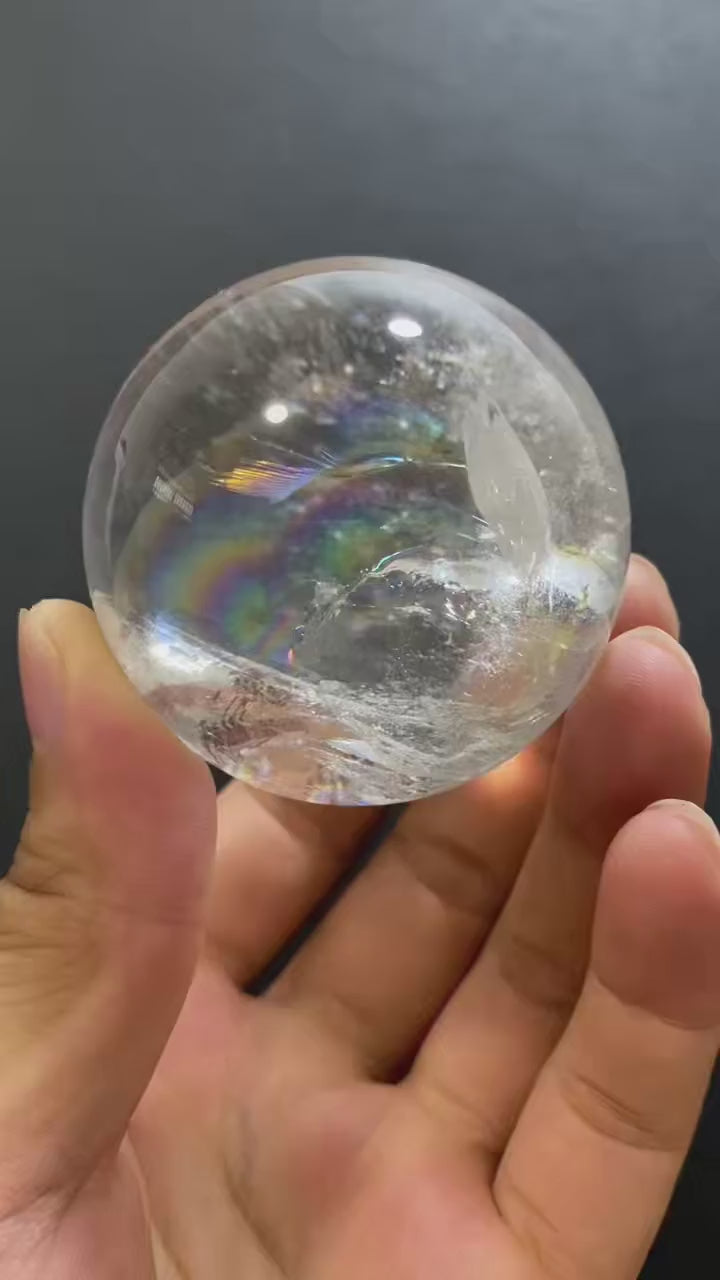 Natural Rainbow Quartz Sphere — Hand-Polished Crystal Ball for Home Decor