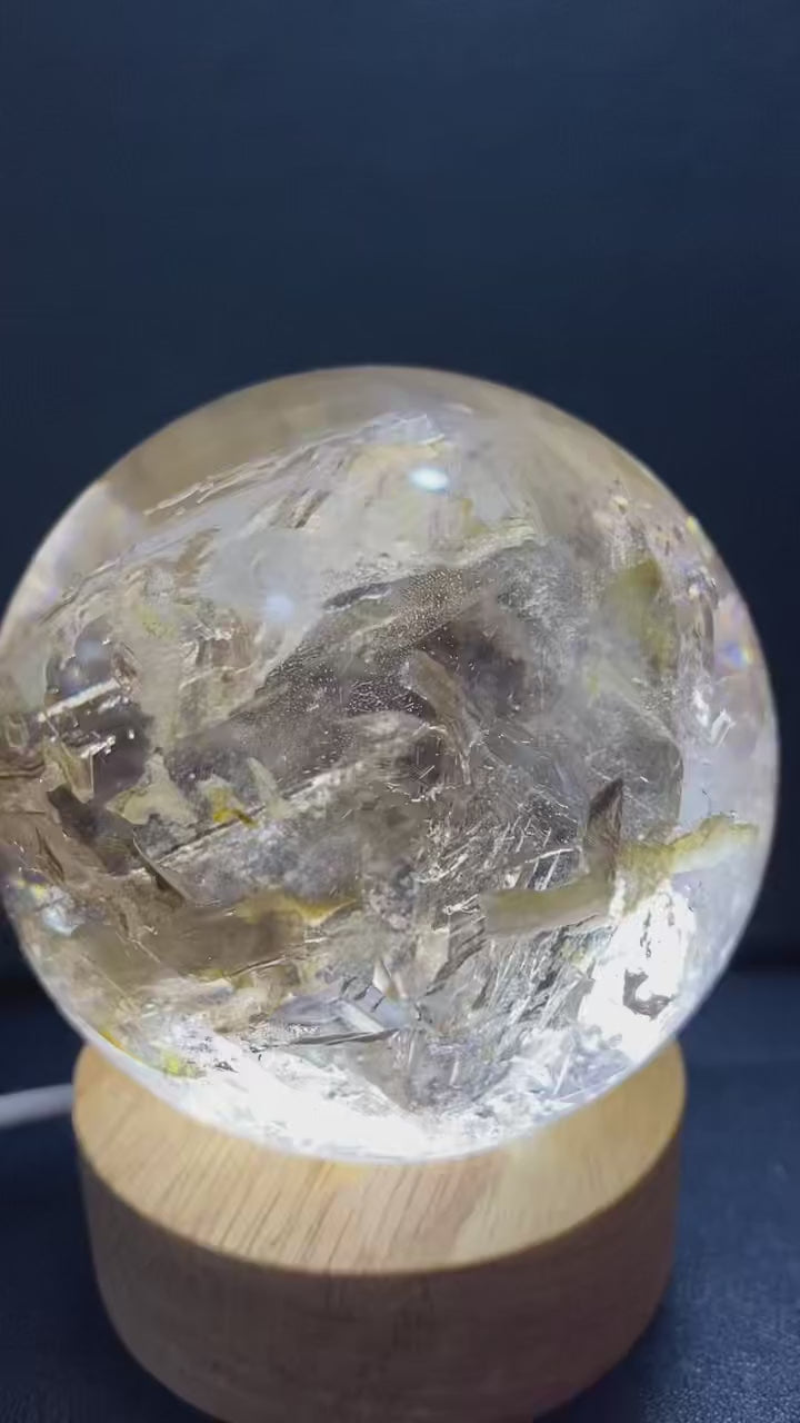 Natural Skeletal Quartz Sphere — Hand-Polished Crystal Ball for Home Decor