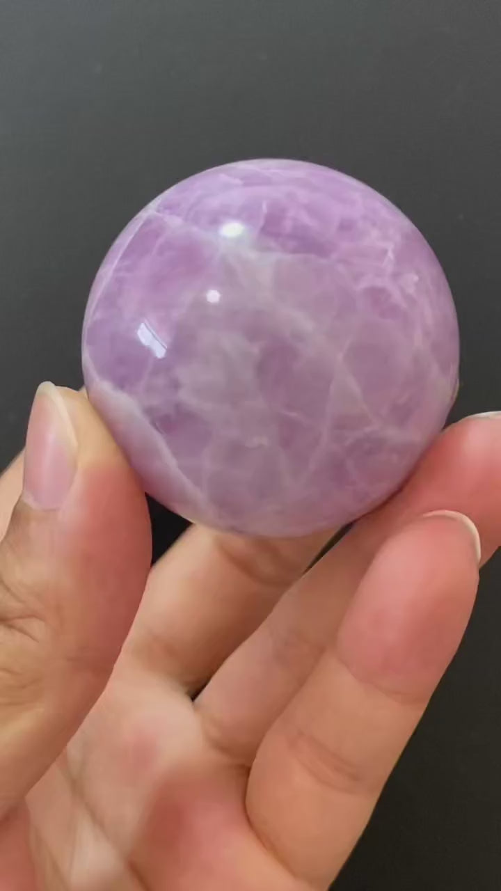 Natural Kunzite Sphere, Hand‑Polished Gemstone Sphere With Soft Lavender‑Purple Natural Hues for Home & Desk Display