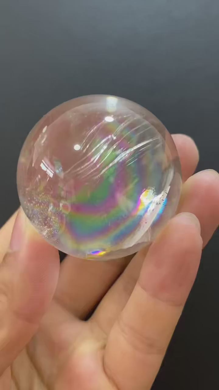 Natural Rainbow Quartz Sphere — Hand-Polished Crystal Ball for Home Decor
