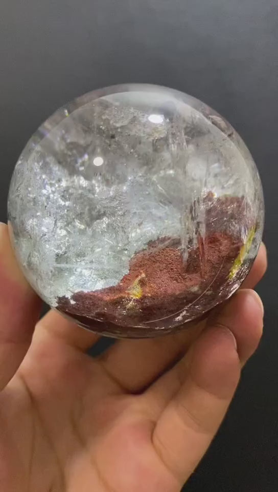 Natural Phantom Quartz Sphere With Internal Phantom Inclusions, Decorative Mineral Ornament