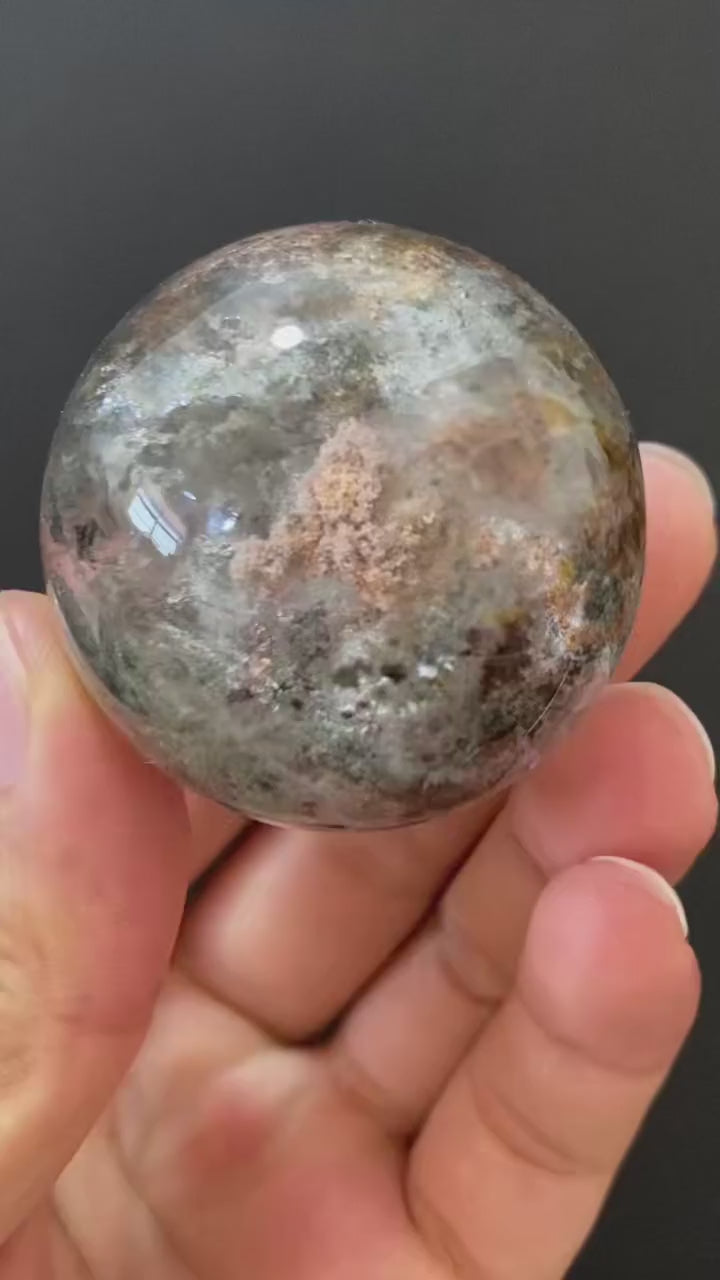 Natural Phantom Quartz Sphere, Hand‑Polished Natural Quartz Sphere With Unique Internal Phantom Mineral Inclusions for Home Display & Decoration