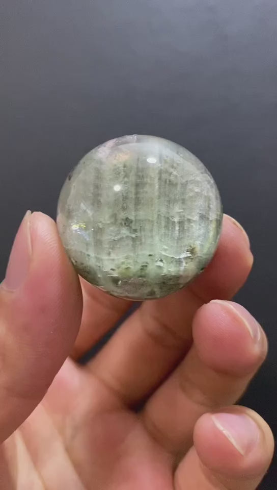 Natural Green Phantom Quartz Sphere — Hand-Polished Crystal Ball for Home Decor
