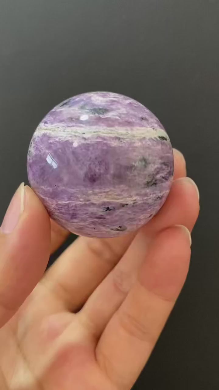 Natural Charoite Sphere, Hand‑Polished for Home Ornament