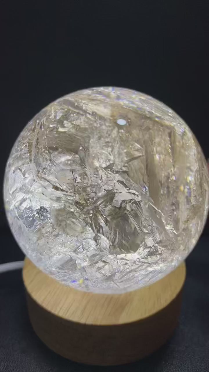 Natural Skeletal Quartz Sphere — Hand-Polished Crystal Ball for Home Decor