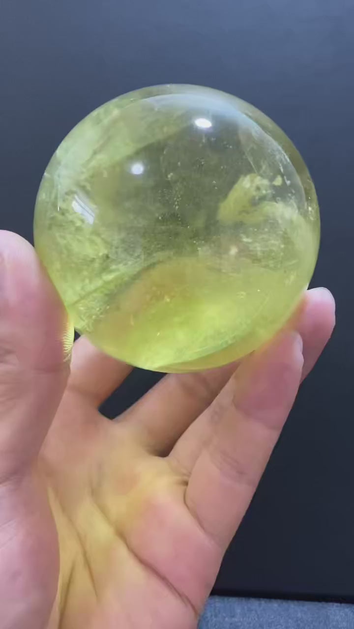 Natural Citrine Sphere — Hand-Polished Yellow Crystal Ball for Home Decor
