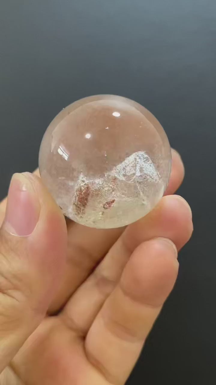 Natural Manifestation Quartz Sphere With Inner Mini Quartz Crystals, Decorative Mineral Ornament