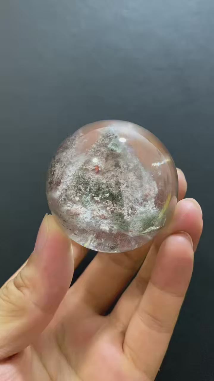 Natural Phantom Quartz Sphere With Internal Phantom Inclusions, Decorative Mineral Ornament