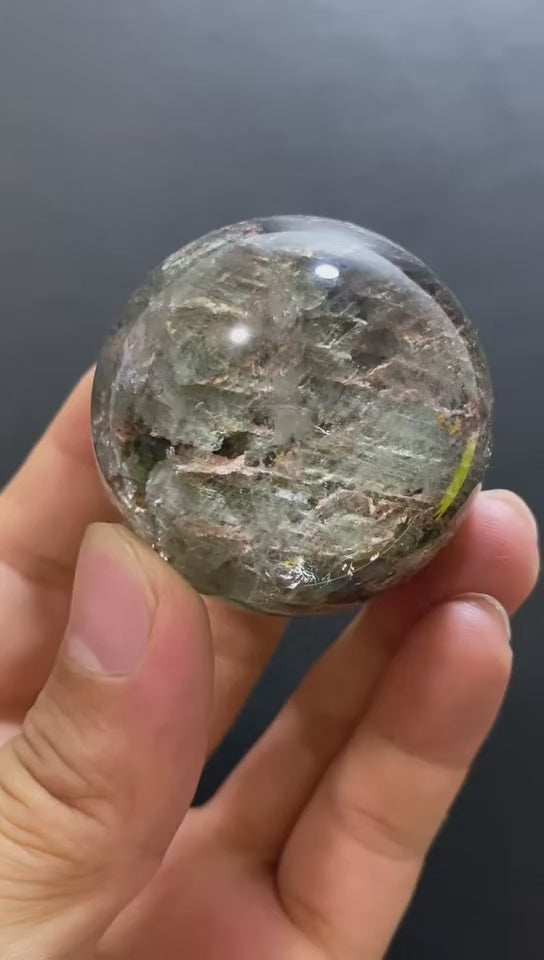 Natural Phantom Quartz Sphere With Internal Phantom Inclusions, Decorative Mineral Ornament